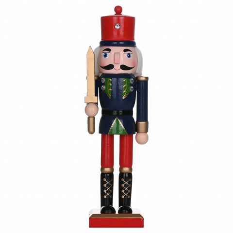 Karaca New Year Christmas Nutcracker with Red Hat Figure, 25cm, Red Multi