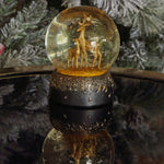 Karaca New Year Christmas Deer Led Light Snow Globe, 8cmx8cmx10.5cm, Black Gold