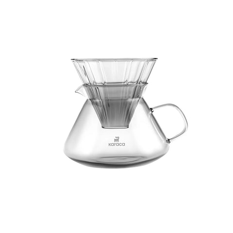 Karaca Winx Brewy Glass Pour Over Coffee Maker Set with Stand, 650ml, Grey