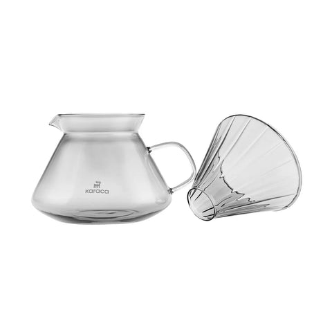 Karaca Winx Brewy Glass Pour Over Coffee Maker Set with Stand, 650ml, Grey