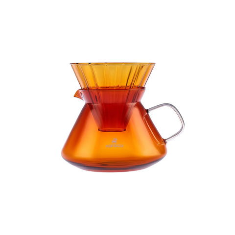 Karaca Winx Brewy Glass Pour Over Coffee Maker Set with Stand, 650ml, Orange