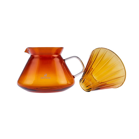 Karaca Winx Brewy Glass Pour Over Coffee Maker Set with Stand, 650ml, Orange