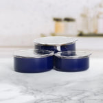 Karaca Refika 3 Piece Enamel Storage Container, Navy Blue