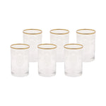 Karaca 6 Piece Glass Small Water Glass Set, Gold Transparent