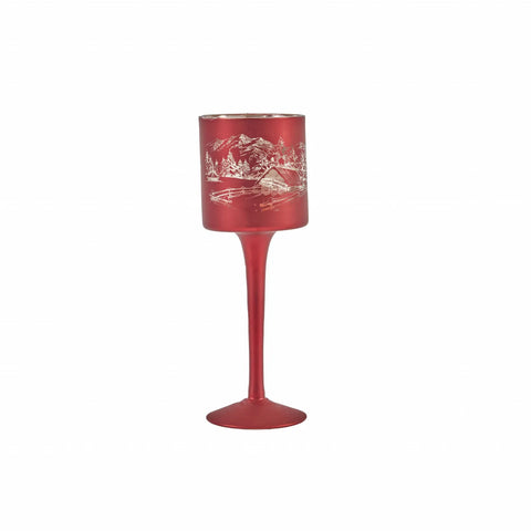 Karaca New Year Christmas Helena Glass Candle Holder, 7cmx20cm, Red