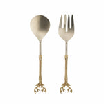 Karaca Roe 2-Piece Stainless Steel Serving Spoon and Serving Fork, 27cm, Gold