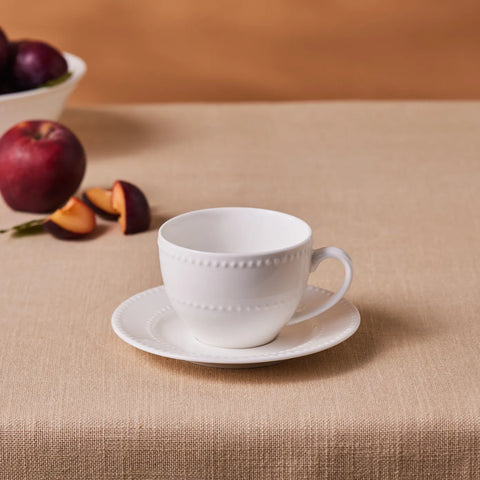 Karaca Cody New Generation Bone Tea Cup and Saucer, 220ml, White