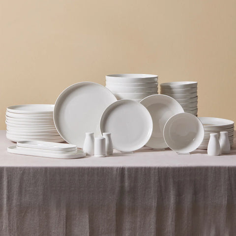 Karaca Favaro 56-Piece Bone China Dinner Set for 12 People, White