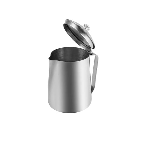 Karaca Barista Stainless Steel Milk Jug with Lid, 1.5L, Silver