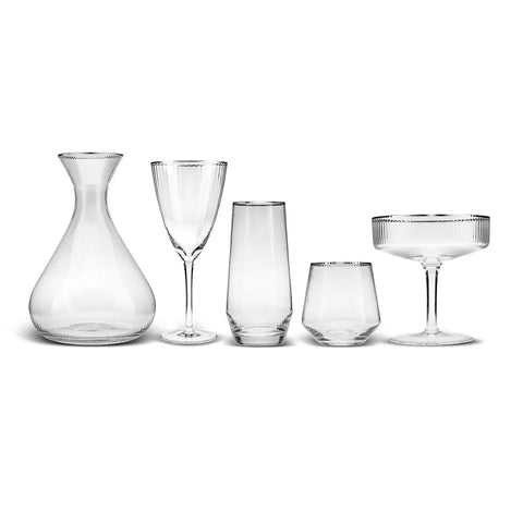 Karaca Pearl 49 Piece Glass Set for 12 People, Transparent Platinium