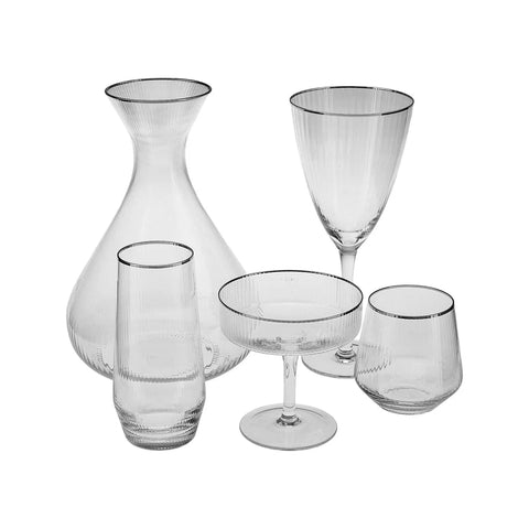 Karaca Pearl 49 Piece Glass Set for 12 People, Transparent Platinium