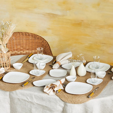 Karaca Cliff 26-Piece Porcelain Serveware Set for 6 People, White