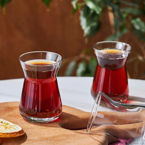 Karaca İrem 6-Piece Glass Turkish Tea Set for 6 People, 132ml, Transparent