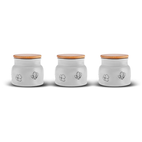 Karaca Lilly 3 Piece Storage Jar Set, Grey Multi