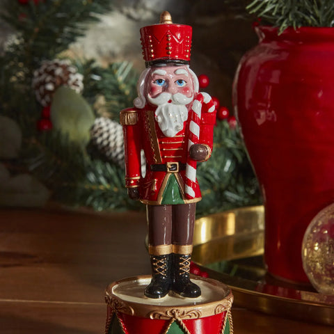 Karaca Home New Year Christmas Musical Nutcracker Figure, 8cmx8cmx12cm, Red Multi