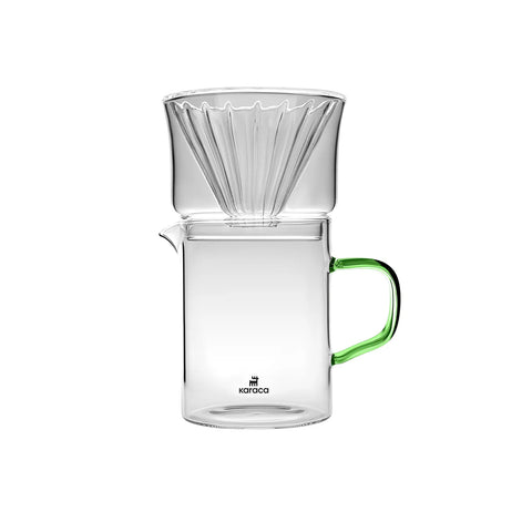 Karaca Draco Brewy Glass Pour Over Coffee Maker Set with Stand, 450ml, Green