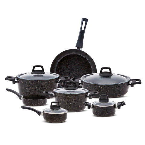 Karaca Blackgold Biogranite 12-Piece Non-Stick Cookware Set, Black Gold