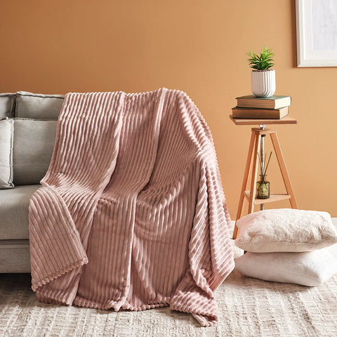 Karaca Ruby Stripe Wellsoft Blanket, Single, Pink