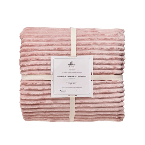 Karaca Ruby Stripe Wellsoft Blanket, Double, Pink