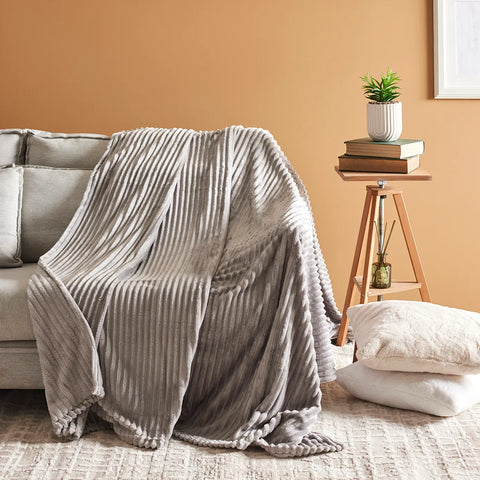 Karaca Ruby Stripe Wellsoft Blanket, Double, Grey