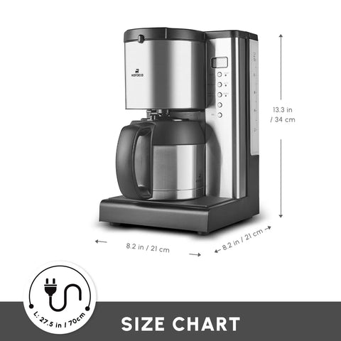 Karaca Coffee Art Aroma Thermal Carafe Filter Coffee Machine, 1.2L, 1000 W, Inox