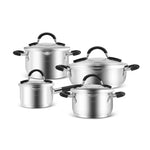 Karaca Kaarl 8-Piece Stainless Steel Induction Cookware Set, Anthracite Silver