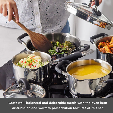 Karaca Kaarl 8-Piece Stainless Steel Induction Cookware Set, Anthracite Silver