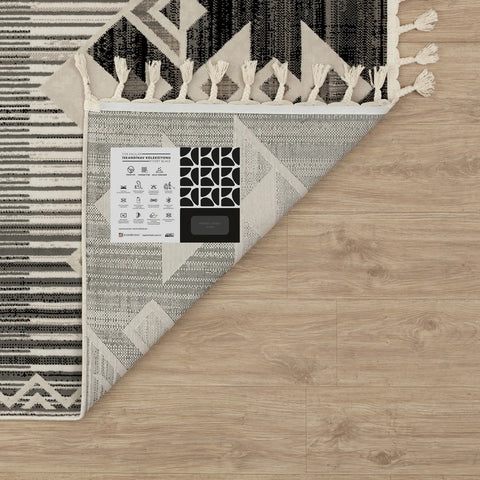 Kasmir Rugs 7/24 Scandinavian Fiyort Rug, 80cmx300cm, Black Multi