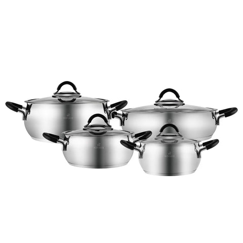 Karaca Oyster 8-Piece Stainless Steel Induction Cookware Set, Black Multi