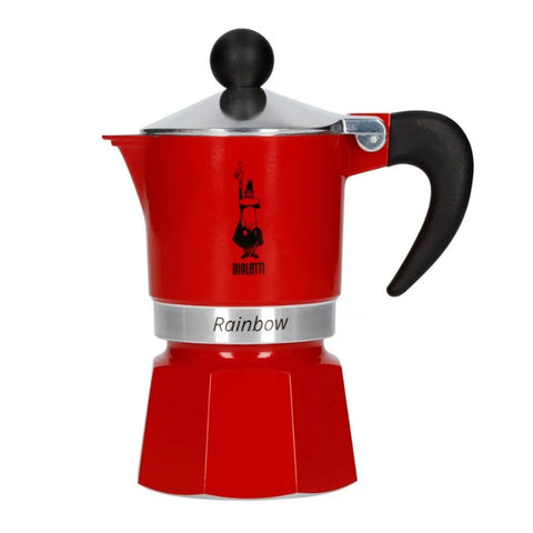 Bialetti Rainbow Moka Espresso Coffee Maker, 3 Cups, Red