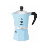 Bialetti Rainbow Moka Espresso Coffee Maker, 3 Cups, Light Blue