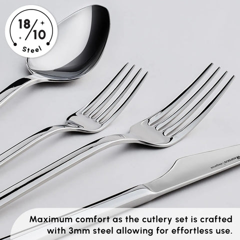 Karaca Sedir 84-Piece Stainless Steel Cutlery Set for 12 People, Silver