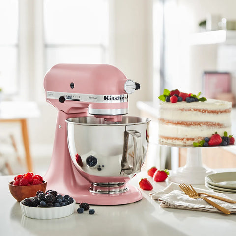 KitchenAid Artisan Tilt-Head Stand Mixer with Extra Accessories, 4.8L, 300WL, Dried Rose