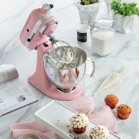 KitchenAid Artisan Tilt-Head Stand Mixer with Extra Accessories, 4.8L, 300WL, Dried Rose