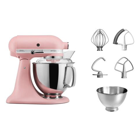 KitchenAid Artisan Tilt-Head Stand Mixer with Extra Accessories, 4.8L, 300WL, Dried Rose