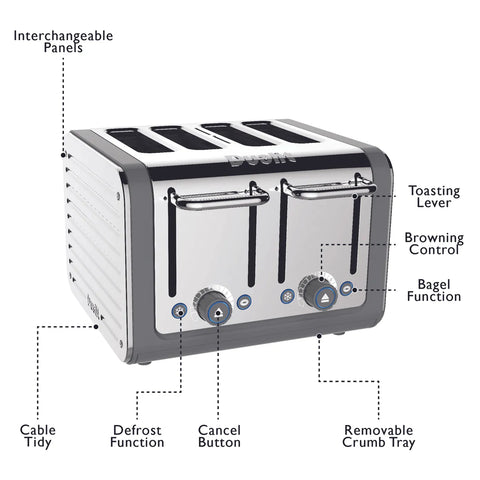 Dualit Architect Sandwich Toaster, 2250W, Grey Multi