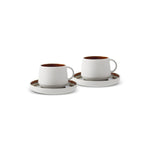 Karaca Galactic 4 Piece Reactive Glaze Tea Cup and Saucer Set for 2 People, 300ml, White Multi