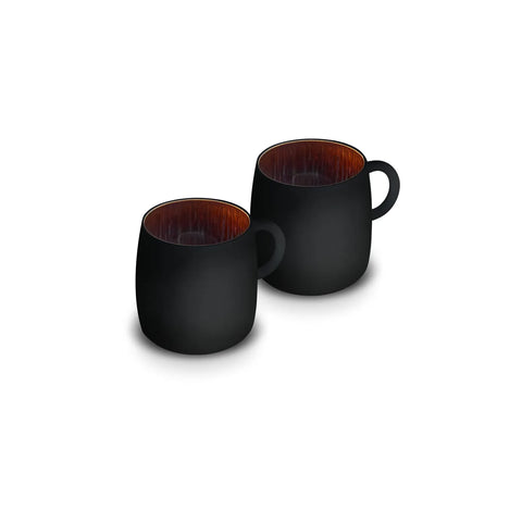 Karaca Galactic 2 Piece Reactive Glaze Mug Set for 2 People, 400ml, Black