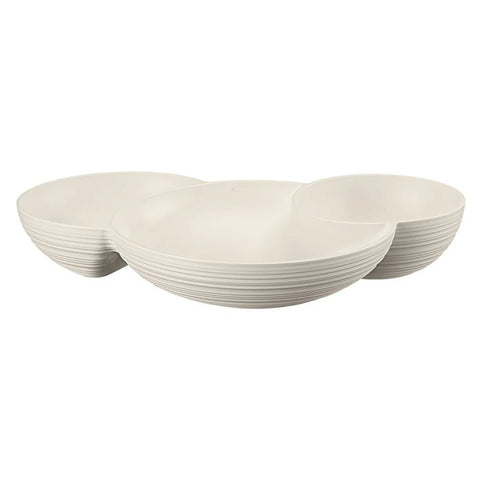 Guzzini Tierra 3-Compartment Snack Bowl, Light Cream