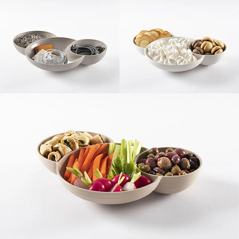 Guzzini Tierra 3-Compartment Snack Bowl, Light Cream