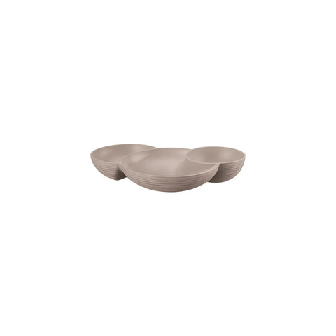 Guzzini Tierra 3-Compartment Snack Bowl, Brown