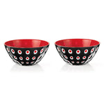 Guzzini Le Murrine 2 Piece Cereal/Soup Bowl Set, 12.5cmx5.6cm, Black Red