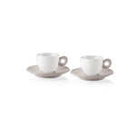 Guzzini Everyday 4 Piece Espresso Coffee Cup for 2 People, 9cmx12.5cm, White Brown