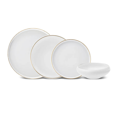 Karaca Streamline Sunset 24-Piece New Generation Bone China Dinnerware Set for 6 People, Gold