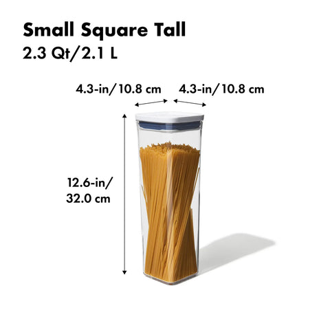 Oxo Square Tall POP Container, Small, 2.1L, White Transparent