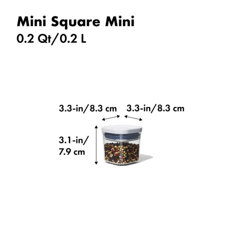 Oxo Square POP Container, Small 0.2L, White Transparent