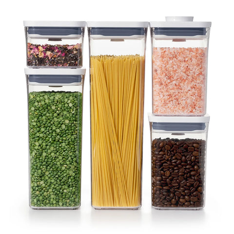 Oxo POP Container Set, 5 Piece, White Transparent