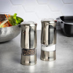 Peugeot Zeli 2 Piece Electric Stainless Steel Salt and Pepper Grinder, 14cm, Silver