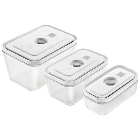 Zwilling Fresh & Save 3 Piece Vacuum Storage Container Set, White Transparent