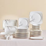 Karaca Autumn 57-Piece Bone China Dinner Set for 12 People, White Multi